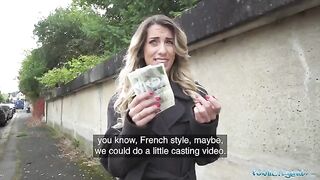 Hot French teacher offers her body for money in steamy Public Agent scene