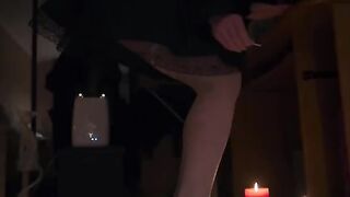 Nylon stockings footjob and cumming on feet action