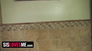 Pervert guy caught his stepsister Natalie Porkman rubbing her pussy on the pillow