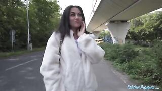 A hot petite teen nearly got run over by a taxi and had to act fast to avoid accident