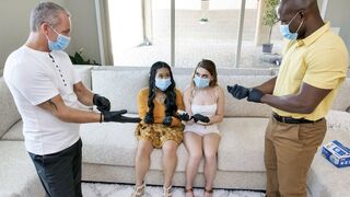 Two step-daughters get their pussies cleaned and fucked by their Dads - DaughterSwap