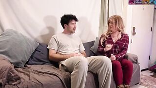 Stepmom helped her stepson not to masturbate, showing how it's done