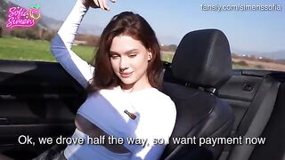 Public pussy fuck with a little slut in her car