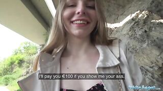 Young Ukrainian with long hair gets fucked outdoors for cash