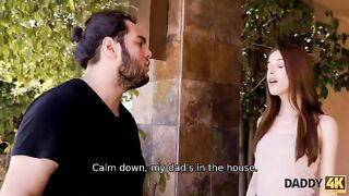 The girl cannot resist the father, especially when he is around