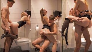 Pervert guy fucks his stepsister in the bathroom, she's wearing sexy stockings