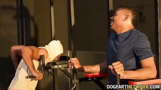 Kay Carter fucked by two black men in the gym, her husband watched