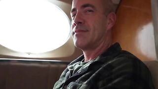 The couple has sex on the plane and gets caught in a steamy Mile High Creampie scene
