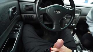 Hot blonde Veronika Charm met her fan in the car