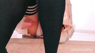 A naughty schoolgirl removes her panties and indulges in solo pleasure