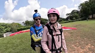 Squirt while paragliding in the sky over Costa Rica