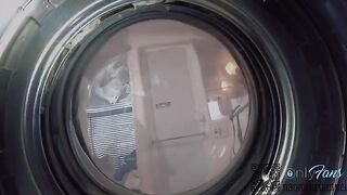 A babe got her pussy filled with cum while doing laundry