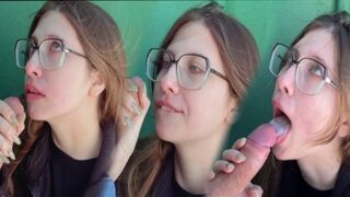 A cute 18-year-old girl got fucked in the mouth by a guy