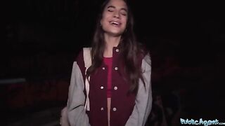 A hot French model makes money by fucking with strangers in public places