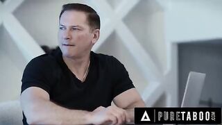 Hazel Moore gives her stepdad a blowjob and gets fucked hard