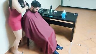 A man got a hard cock pounding by his friend’s mom who cut her hair