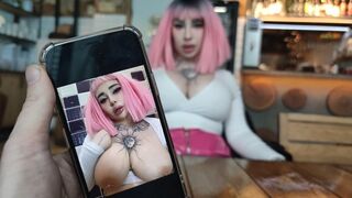 The appetizing girl was eating a cock in the restaurant