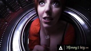 Pervert stepbro and sis save steaming-hot stepmom from washing machine