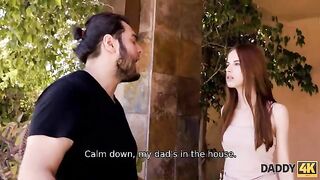 The girl is tired of her boyfriend’s arrogant nature, so she turned to his dad for relief