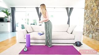 Flexible petite teen Molly Little gets her pussy filled with cum