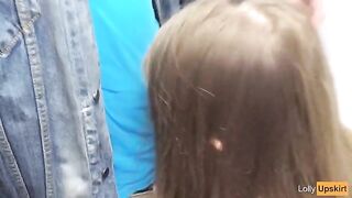 A petite girl risked public exposure for sex in a shop changing room