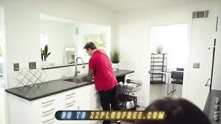 Keiran Lee can’t resist cute Emily Willis’s round ass, giving in to temptation