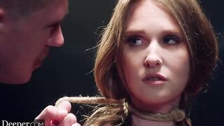 The guy tied the sexy blonde Ashley Lane to a rope and fucked her in ass