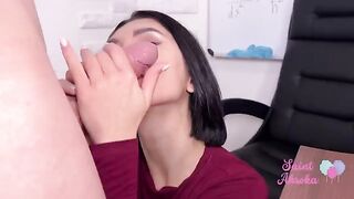Student fucks her teacher on the work table, showcasing real passion