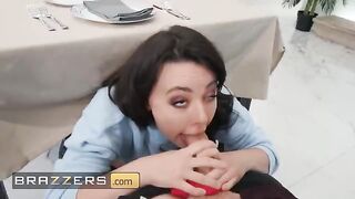Horny Whitney Wright sneaks under the table and gets fucked