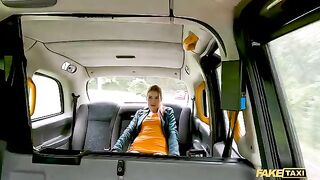 A fake taxi driver screws a stupid ginger whore, Kiara Love, in the car