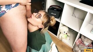 You break your balls with the help of a blowjob