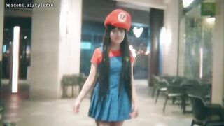 Exhibitionist teen fucked in public by Super Mario