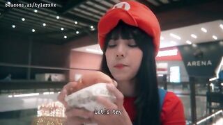 Exhibitionist teen fucked in public by Super Mario