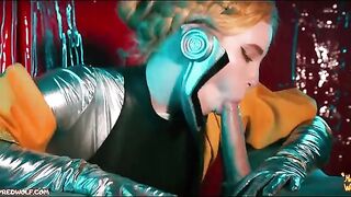 Femdom threesome with ballerinas in the style of Atomic Heart
