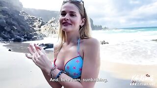 A sexy girl with a luxury ass twerks on the beach and gets fucked