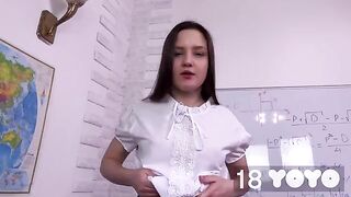 Pupil came to the exam with a dildo in her pussy