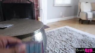 Gina Valentina gets her perky tits rubbed by pervert stepbrother in a lap dance