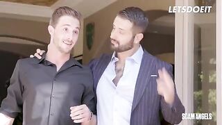Two curvy MILFs are sharing a young football player’s huge cock