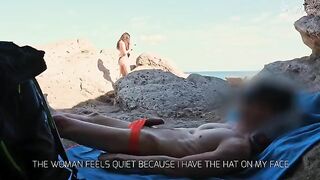 A risk of dick flash on the Italian beach with a slutty girl