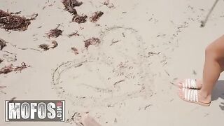 Skinny Asian teen Vina Sky gets banged on the sandy beach