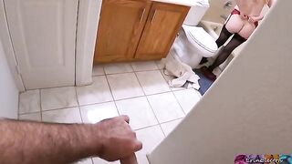 The stepson got his stepmom naked and wet in the shower