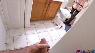 The stepson got his stepmom naked and wet in the shower