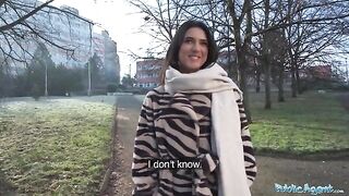 A beautiful biology student, a stunning brunette, gets fucked by a stranger in a public spot