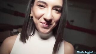 A beautiful biology student, a stunning brunette, gets fucked by a stranger in a public spot