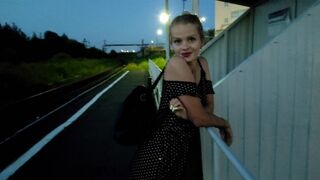 The confused girl waited for the train and got a cock in public