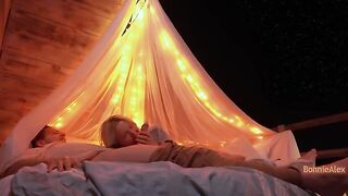 Romantic sex outdoors with long foreplay and simultaneous orgasm, a true masterpiece!