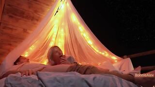 Romantic sex outdoors with long foreplay and simultaneous orgasm, a true masterpiece!