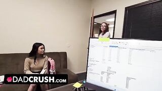 Pervert stepdad seduced by his Asian stepdaughter and her sexy employee in a taboo scene