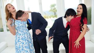 Pervert stepsons can't talk to girls, so their big-titted stepmoms teach them