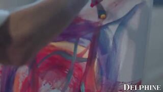 Art teacher Silvia Saige seduces her student with passionate intensity in this steamy scene